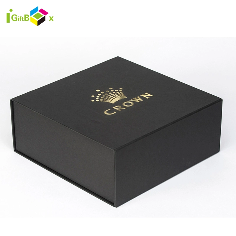Custom China Wholesale Luxury Black Printed Customized Rigid Folding Foldable Cardboard Packing Paper Packaging Gift Box with Magnetic